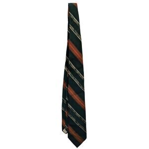 Delio Collection Vintage Mens Neck Tie 56" Green Orange Polyester